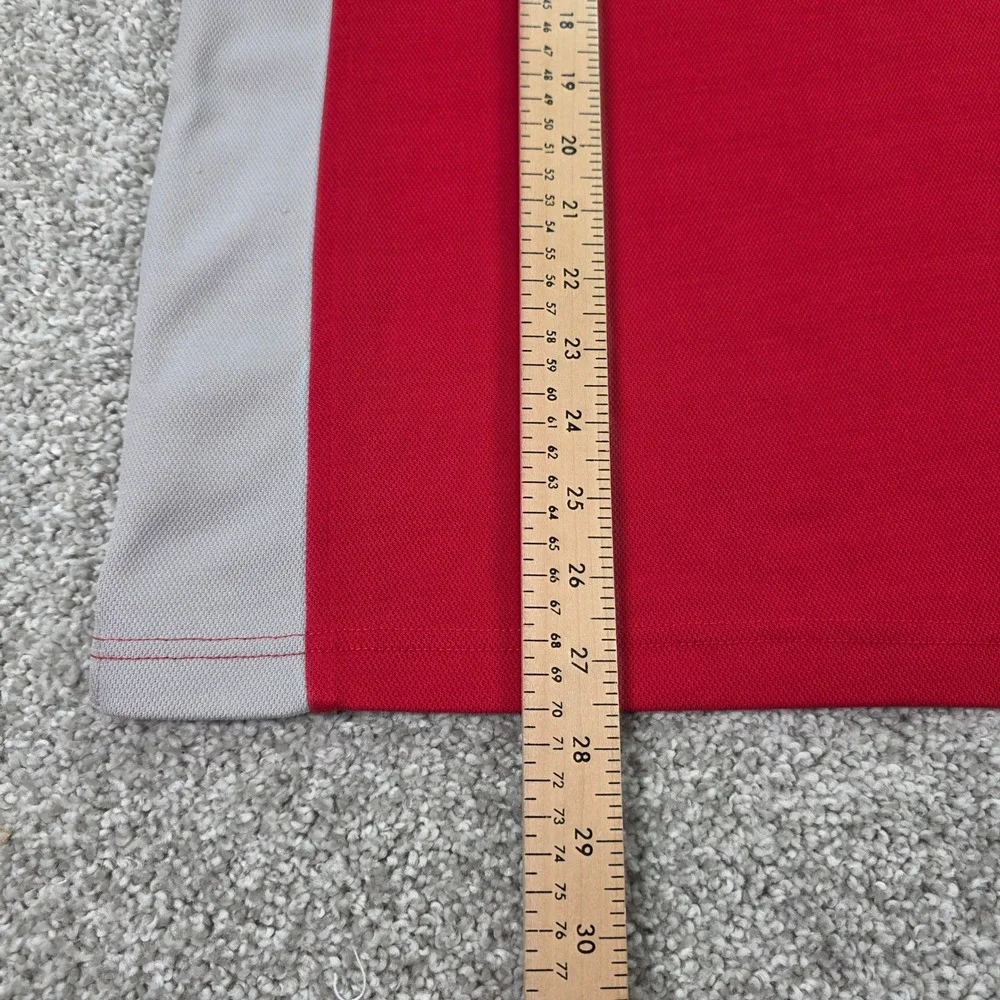Vtg Starter Ohio State Buckeyes Polo Shirt Mens Medium Red Grey Colorblock NCAA